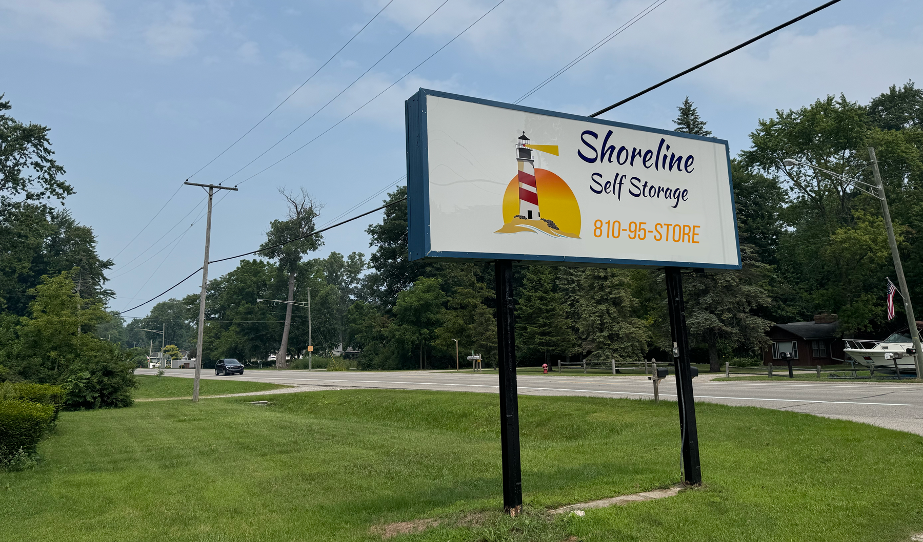 Shoreline Self Storage Sign from the road